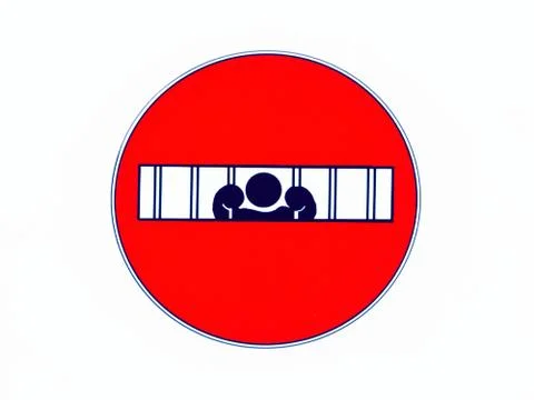 Stop Sign Man in Prison behind Bars Stock Illustration