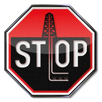 Stop sign with no fracking and drilling please Stock-Illustration