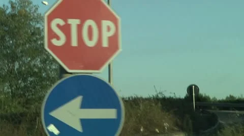 Stop sign, only left direction sign. Stock Footage 8840292