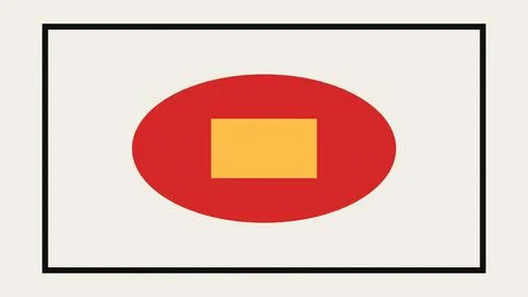 Stop sign with rectangular yellow center on red oval background Stock Illustration