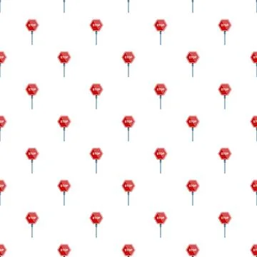 Stop sign repeating pattern on white background Stock Illustration