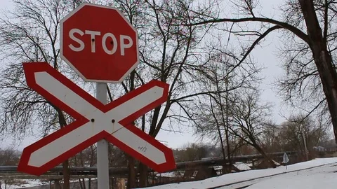 Stop-sign on the road Stock Footage 103372161