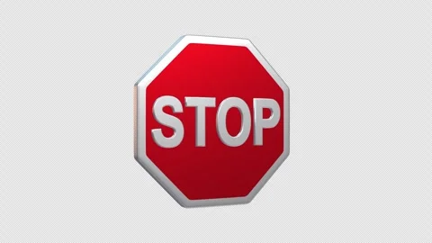 Stop Sign Rotating on a Transparent Background. Seamless Loop. Sign Board. 4K Stock Footage 301371221