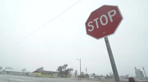 Stop sign shakes as windstorm sweeps through Indian Reservation Stock Footage 40319537