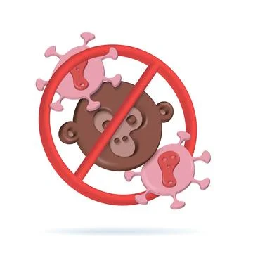 Stop sign of Sick monkey with pox virus. Monkeypox rare infectious disease of Stock Illustration
