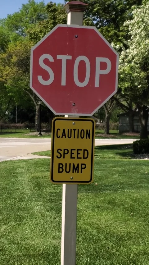 Stop Sign speed bump Stock Footage 241043660