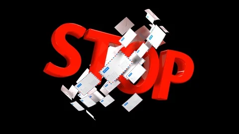 STOP sign symbolizing a ban on a large number of letters or spam 50. Stock Footage 105407720
