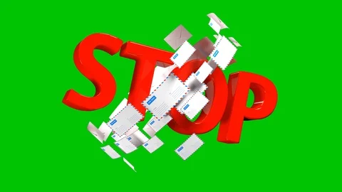 STOP sign symbolizing a ban on a large number of letters or spam 51. Green Video stock 105532068