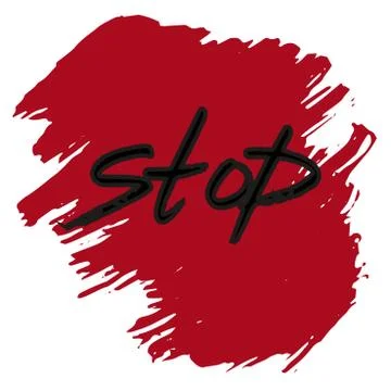 Stop sign text on acrylicstroke brush paint texture background vector Stock Illustration