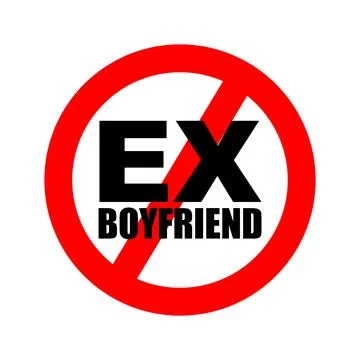 Stop sign with text EX-BOYFRIEND, symbolizing rejection, breakup, toxic rel.. Stock Illustration