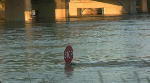 Stop Sign Under Water During Floods In Dallas Texas 2015 Stock Footage 52814730