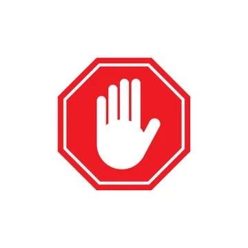 Stop Sign vector icon. Stop sign with hand isolated. Vector EPS10 Stock Illustration