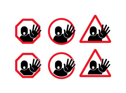Stop sign warning human hand icon Stock Illustration