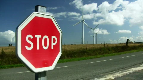 Stop sign with wind park Stock-Footage 843102