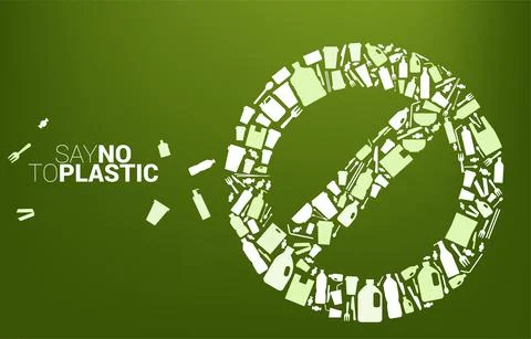 Stop signage from plastic package and product icon. background for take care  Stock Illustration