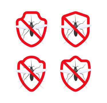 Stop signs are denoting mosquito repellent protection zone Stock Illustration