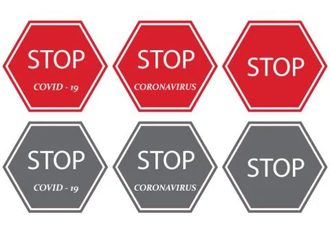 Stop signs vector set - stop coronavirus - covid 19 virus Stock Illustration