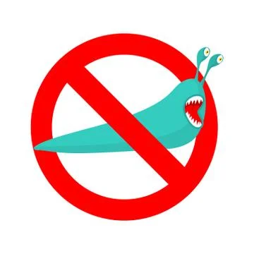 Stop slug. Prohibited Insect pest. Red prohibitory sign ban Stock Illustration