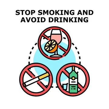 Stop smoking and avoid drinking health concept Stock-Illustration