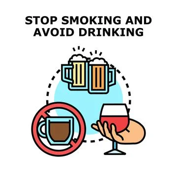 Stop smoking and avoid drinking concept illustration 스톡 일러스트