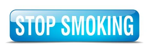 Stop smoking blue square 3d realistic isolated web button Stock Illustration