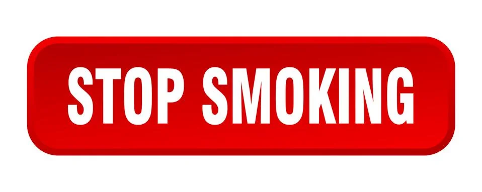 Stop smoking button. stop smoking square 3d push button Illustrazione stock