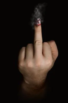 Stop smoking concept. cigarette like a middle finger Stock Illustration