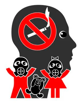 Stop smoking in front of kids Illustrazione stock