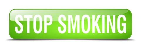 Stop smoking green square 3d realistic isolated web button Illustrazione stock
