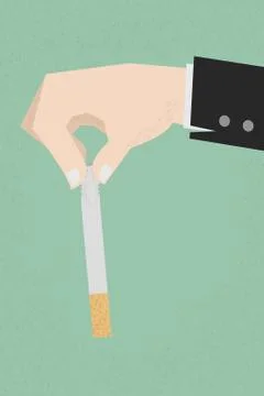 Stop smoking, human hands breaking the cigarette , eps10 vector format Stock Illustration
