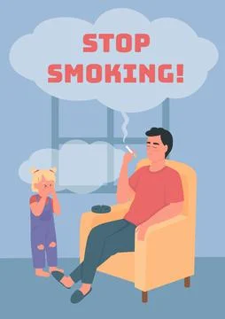 Stop smoking poster flat vector template Stock Illustration