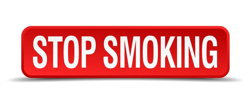 Stop smoking red 3d square button isolated on white Illustrazione stock
