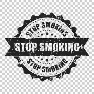 Stop smoking scratch grunge rubber stamp. Vector illustration on isolated tra Stock Illustration