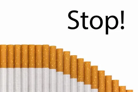 Stop smoking text with a graph of cigarettes, black text. Stock Photos