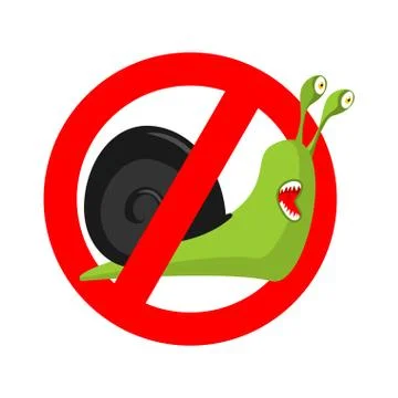 Stop snail. Prohibited Insect pest. Red prohibitory sign Stock Illustration