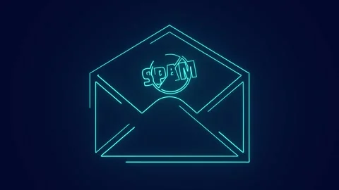 Stop spam emails neon cybersecurity concept animation Stock Footage 241836782