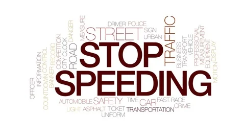 Stop speeding animated word cloud, text design animation. Kinetic typography. Stock Footage 80705761