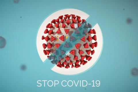 Stop spread Covid-19. Concept sign black text and bacteria on blured background Stock Illustration