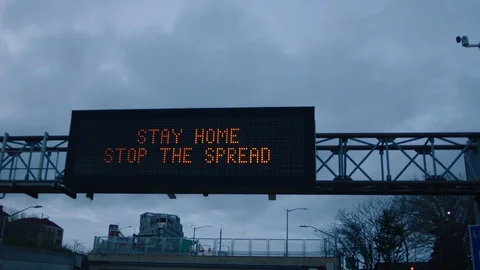 Stop The Spread Of Covid-19 Sign In New York City Stock Footage