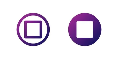 Stop Square Icon Set. A purple gradient icon of a square, symbolizing the s.. Stock Illustration