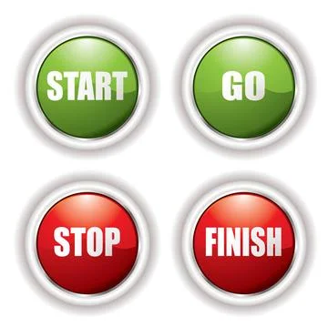 Stop start button Stop start buttons in red and green with silver bevel Co... Stock Photos