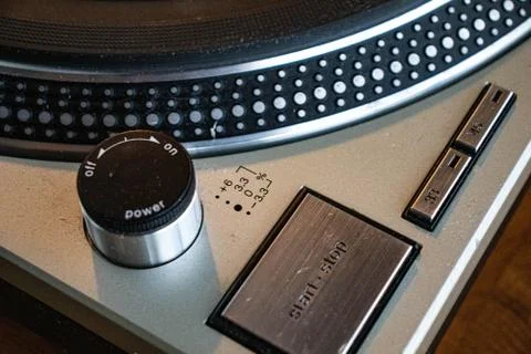 Stop Start Button on a Technics 1200 MK II AJPhotography.VA Stock Photos