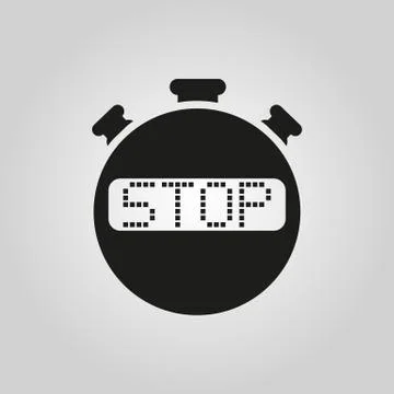 The stop stopwatch icon. Clock and watch, timer, countdown symbol. UI. Web. Logo Stock Illustration