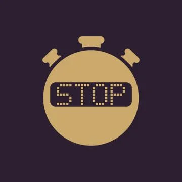 The stop stopwatch icon. Clock and watch, timer, countdown, stopwatch symbol. UI Stock Illustration
