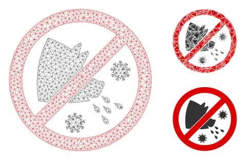 Stop Swine Flu Vector Mesh Carcass Model and Triangle Mosaic Icon Stock Illustration