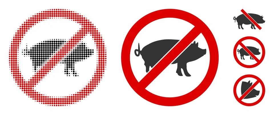 Stop Swine Halftone and Solid Icon Stock Illustration