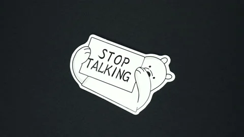 STOP TALKING warning sign word text Stock Footage 126669474