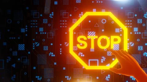 Stop technology system and network design 3d Illustration Illustration