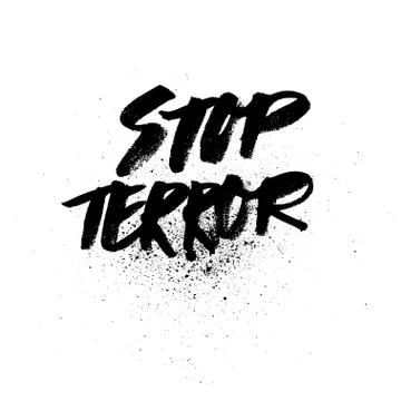 Stop terror. Handdrawn brush ink lettering Stock Illustration