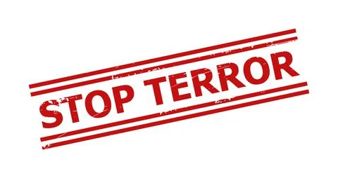 STOP TERROR Red Unclean Stamp with Double Lines 库存插图